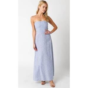 NEW OLIVACEOUS milly striped maxi dress in blue